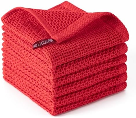 BOOMIBOO Kitchen Towels 6-Pack Kitchen Dish Cloths, 100% Cotton, 12x12 in by BOOMIBOO