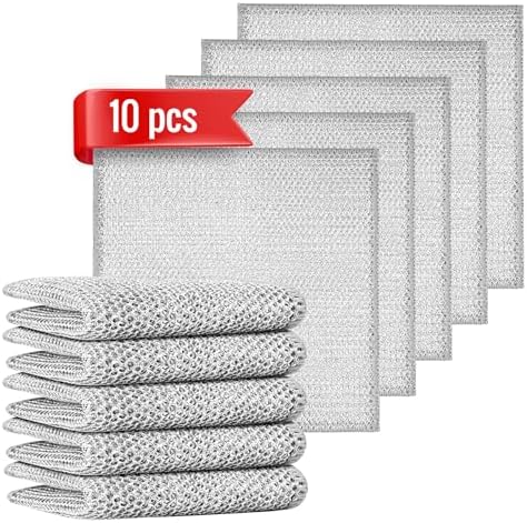 10pcs Double Layer Multifunctional Non-Scratch Wire Dishcloth, Nylon/Polyester by Dazhuocs