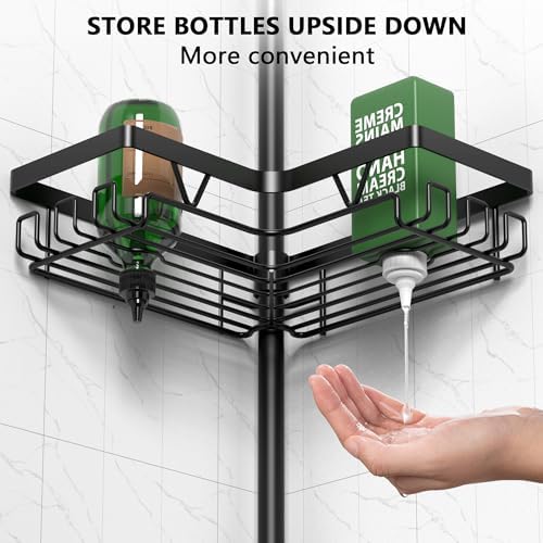 DAOYA Corner Shower Caddy Tension Pole 4 Tier Shower Caddy Organizer Black - Image 4