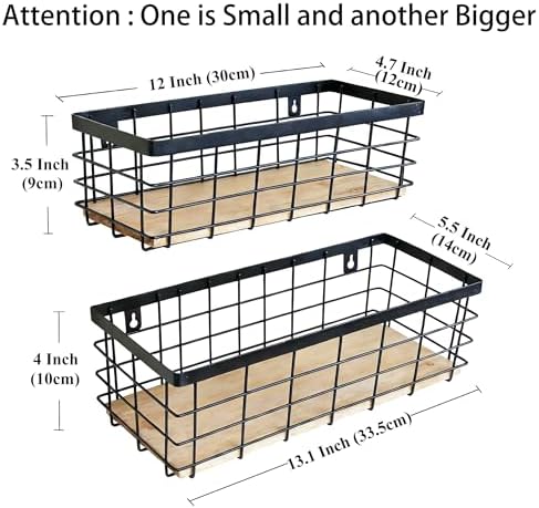 ShabbyDecor Metal Wire Basket for Kitchen Cabinet Pantry Bathroom Set of 2 - Image 2