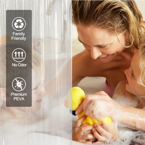AmazerBath Clear Shower Curtain, 72x72 Plastic Shower Curtain, PEVA Waterproof - Image 2