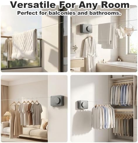 15ft Retractable Clothesline Indoor & Outdoor - Image 3