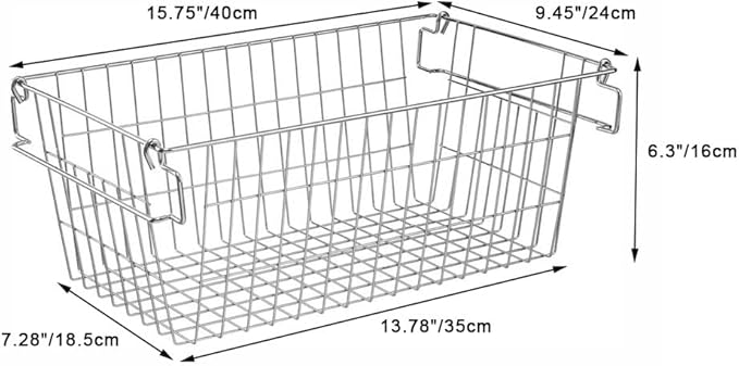 SANNO Chest Freezer Basket Stackable Baskets, Pantry Storage and Organization Chest Freezer Bins Stackable Potato and Onion Storage Bin Metal Baskets for Storage,set of 4
