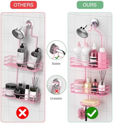 DAOYA Pink 3-Tier Over Head Shower Caddy - Image 6