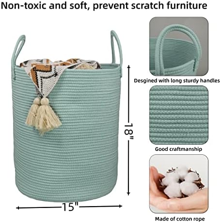 XUANGUO Cotton Rope Laundry Basket Hamper - Image 2