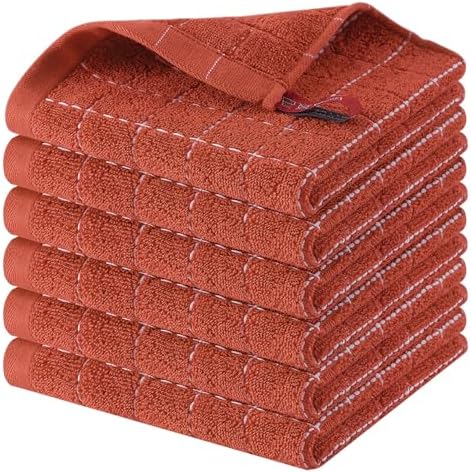 Homaxy 100% Cotton Terry Kitchen Dish Cloths, 6 Pack by Homaxy