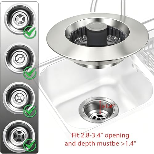 BAOLSLS 3 in 1 Kitchen Sink Stopper, Pop Up Kitchen Sink Drain Strainer - Image 2