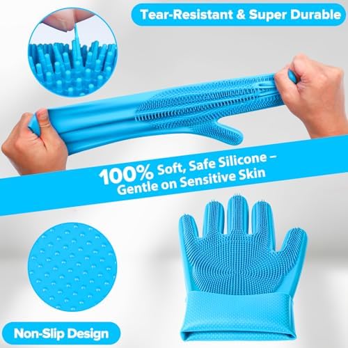 6PCS Grooming & Bath Supplies for Dogs, Cats | Dog Washing Gloves | Dog Bath - Image 4