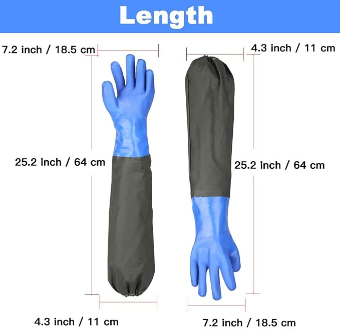 Haiou 25" Long Rubber Gloves for Waterproof Pond Gloves for Cleaning -Large | - Image 4