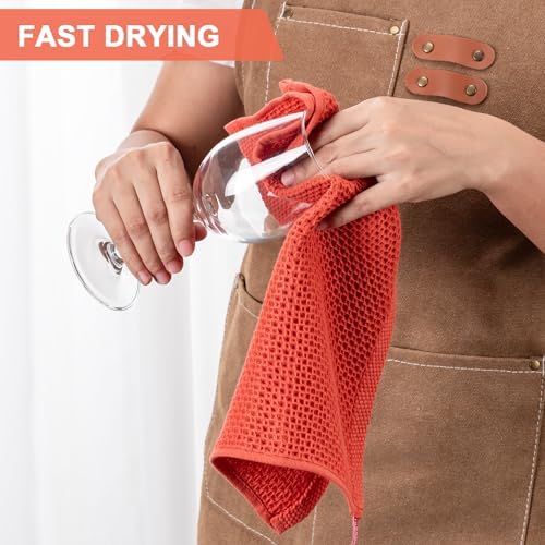 Kitchen Towels 6-Pack Kitchen Dish Cloths, 100% Cotton, 12x12 In, Brick Red - Image 3