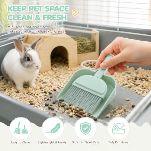 Cage Cleaner for Guinea Pigs Mint Green Mini Dustpan and Brush Set for - Image 7