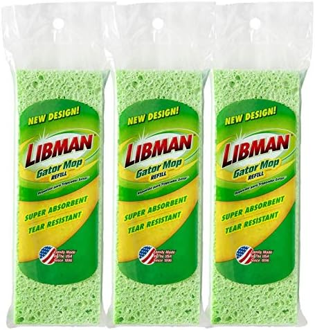 Libman Gator Mop Refill Heads, Extra-Absorbent 9" Sponge, 3 Pack by TheLibmanCompany