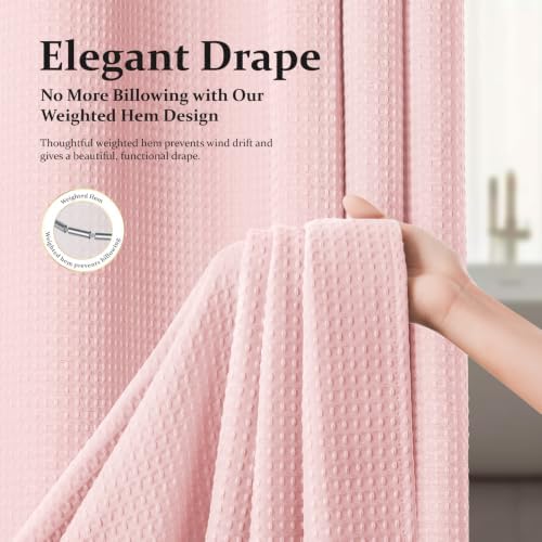 Dynamene Stall Waffle Shower Curtain 256 GSM Heavy Fabric 54x78 Pink - Image 4