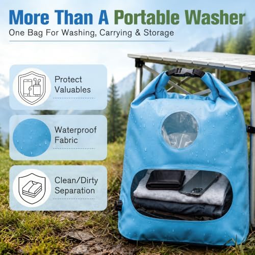 Saillong Portable Travel Washing Machine Bag & Retractable Clothesline - Image 5