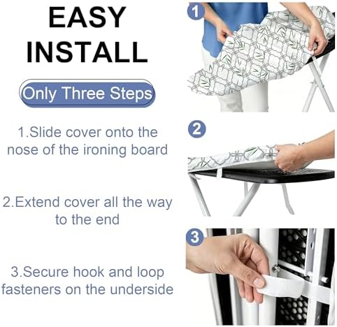 Grey Ironing Board Cover and Pad 15x54 Inch, 100% Cotton Surface Heavy Duty - Image 4