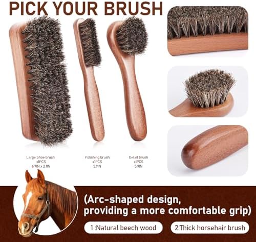 RAPSAKEMOH Shoe Polish Kit, Horsehair Brush Shoe Shine Kit - Image 3