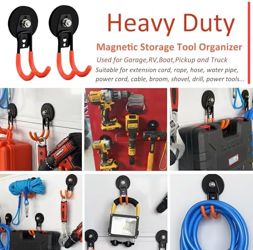 ULIBERMAGNET Garage Strong Magnetic Hooks, 4 Pack Heavy Duty Large J Hooks - Image 3