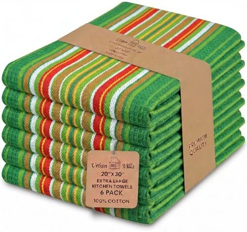 Urban Villa Kitchen Towel Cotton Dish Towel 20”x30” Leaf Green by CottonTrends