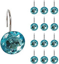 12 Pcs Bling Rhinestones Shower Curtain Hooks Bathroom Rolling Hooks by EleCharm