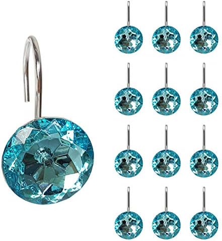 12 Pcs Bling Rhinestones Shower Curtain Hooks Bathroom Rolling Hooks by EleCharm
