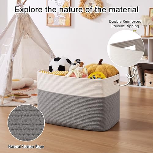 OIAHOMY 108L Extra Large Blanket Basket Dog Toy Basket Grey/White - Image 5