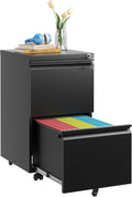 Fully Assembled 2 Drawer File Cabinet, Locking Full Steel Filing Cabinet, Quiet Slides, Anti-Tipping Wheels, Fits A4/Letter/Legal, for Home & Small Office, Matte Black