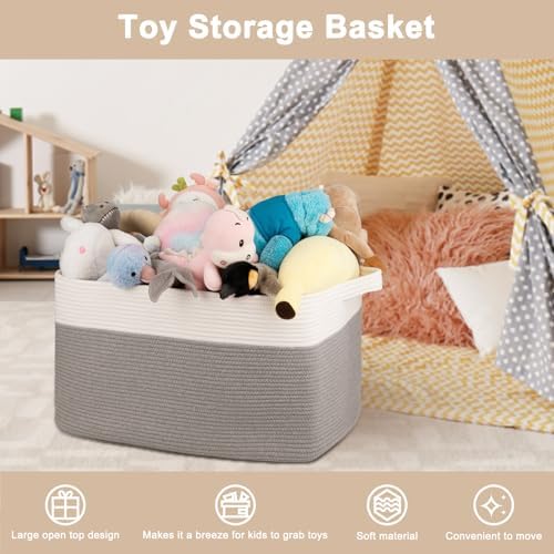 OIAHOMY Extra Large Blanket Basket, 95L Cotton Rope Woven Laundry Basket - Image 5