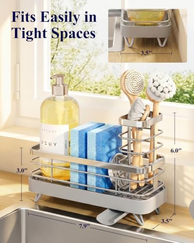 Kitsure Sponge Holder for Kitchen Sink, 7.9" x 3.5" x 6.0" - Image 2