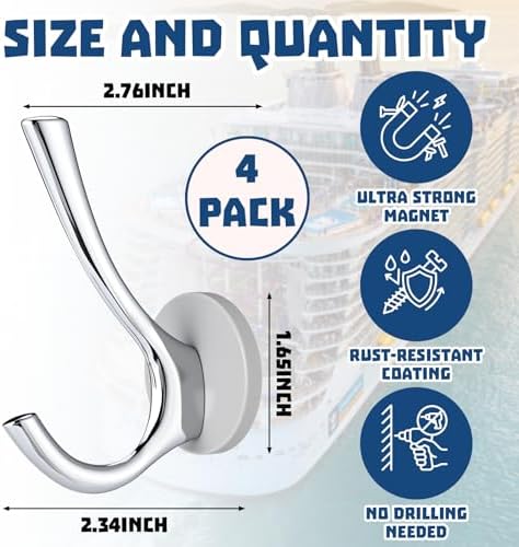 Moxweyeni 4 Pcs Large Heavy Duty Cruise Magnetic Hooks 20lbs Silver - Image 2