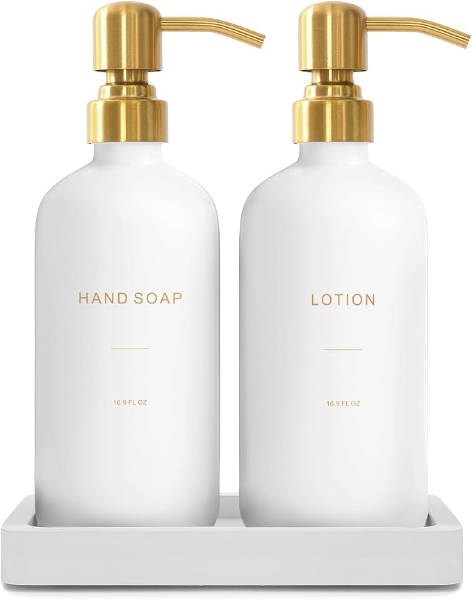 Prus Waso Gold Soap Dispenser Bathroom Set | Hand and Lotion Dispenser by PrusWaso