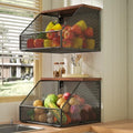 Stackable Fruit Basket for Kitchen Countertop Space Saving, Wall Mounted Mesh by Litwaro