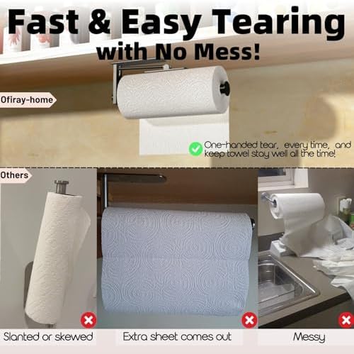Under Cabinet Paper Towel Holder, One-Hand Tear Paper Towel Holder - Image 3