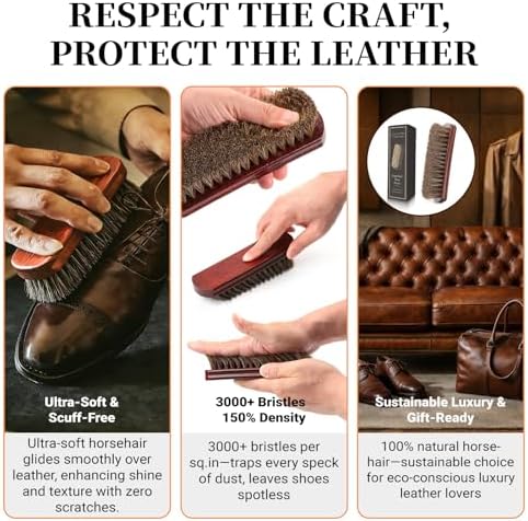 100% 7in Horsehair Shoe Brush Horse Hair Brush - Image 4