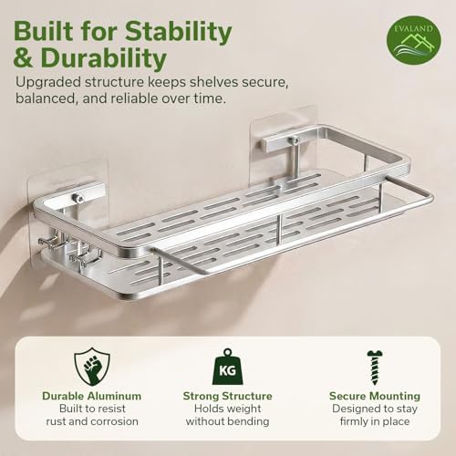 EVALAND Self Adhesive Shower Caddy Organizer 2-Pack No-Drill Storage - Image 6