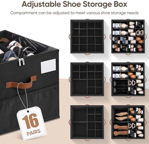 Shoe Organizer for Closet, Adjustable Storage Box Holds 32 Pairs - Image 3