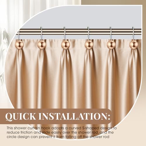 Threehoney 12 Pcs Cute Shower Curtain Hooks Shower Curtain Ring - Image 4