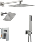 Shower Faucet Set Brushed Nickel Shower System, Knob Switch Diverter Shower Faucet with High Pressure Handheld Spray, Wall Mount 10 Inch Shower Head with 6 Inch Wall Mount Shower Head