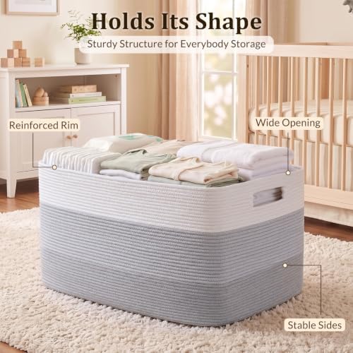 OIAHOMY 108L Super Large Blanket Basket, 25”x16”x16” Rectangle Woven Baskets - Image 4
