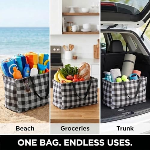 Household Essentials Black and White Plaid Krush Container All-Purpose Utility - Image 5