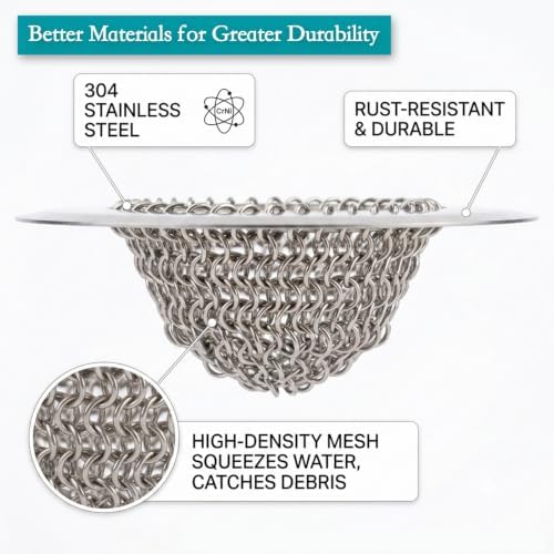 Kitchen Sink Drain Strainer, Reversible 304 Stainless Steel Mesh Strainer - Image 6