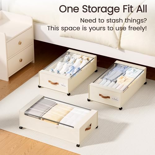 Yecaye 82L Under Bed Storage Containers, Fits 9.4" Under Bed, 2 Pack - Image 7