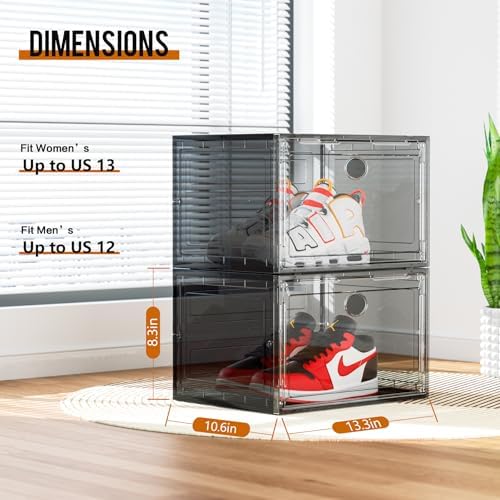 KEFA XL Shoe Storage Box Organizer, 8 Pack Shoe Boxes Clear Plastic Stackable - Image 3