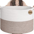 INDRESSME 115L Extra Large Woven Rope Blanket Basket Living Room by INDRESSME