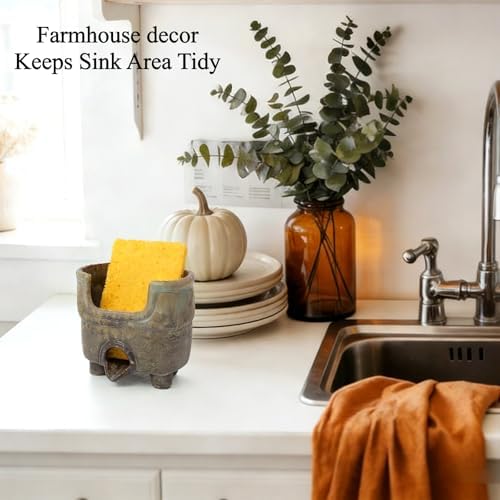 Sponge Holder for Kitchen Sink, Ceramic Sink Caddy Organizer - Image 4