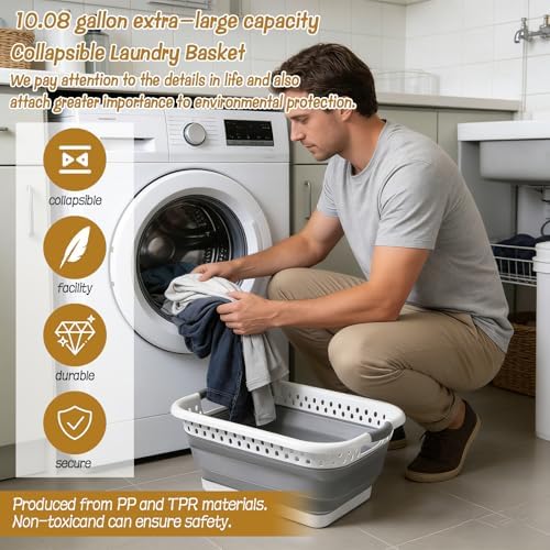 2 Pack Collapsible Laundry Baskets, 11 Gallon 42L Collapsible Laundry Clothes - Image 5