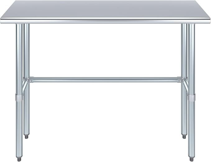 AmGood Stainless Steel Work Table Open Base | NSF Kitchen Island Food Prep | Laundry Garage Utility Bench (48" Long X 16" Deep)