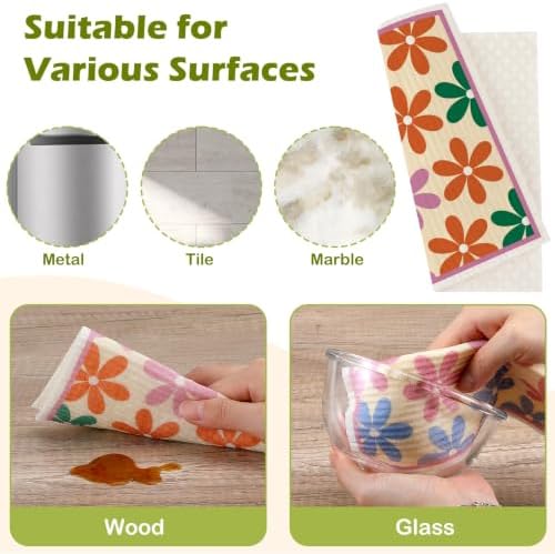 6 Pcs Swedish Paper Cloths for Kitchen, Reusable Paper Towels Washable - Image 6