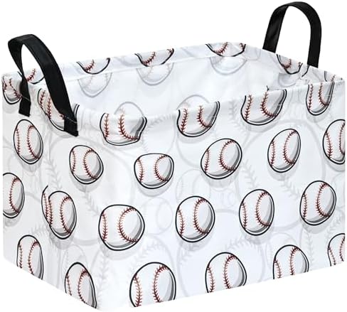 Kids Storage Basket Empty, Baseball Waterproof Storage Bins Organizer, Foldable by MAIZMZ