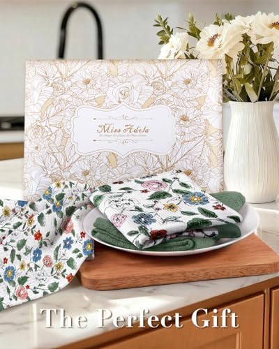 Miss Adola 3pcs Cotton Waffle Kitchen Towels, Vibrant Botanical - Image 6