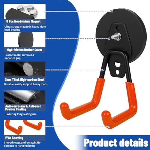 Heavy Duty Garage Magnetic Hooks 4 Pack - Image 3